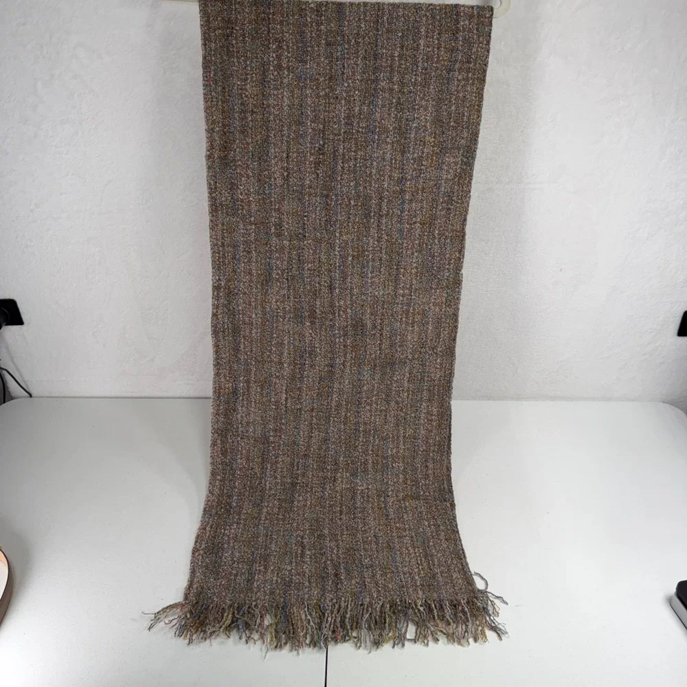 Mucros Weavers Scarf Ireland Multi Color Boucle Fringed Wool Blend Warm Cozy